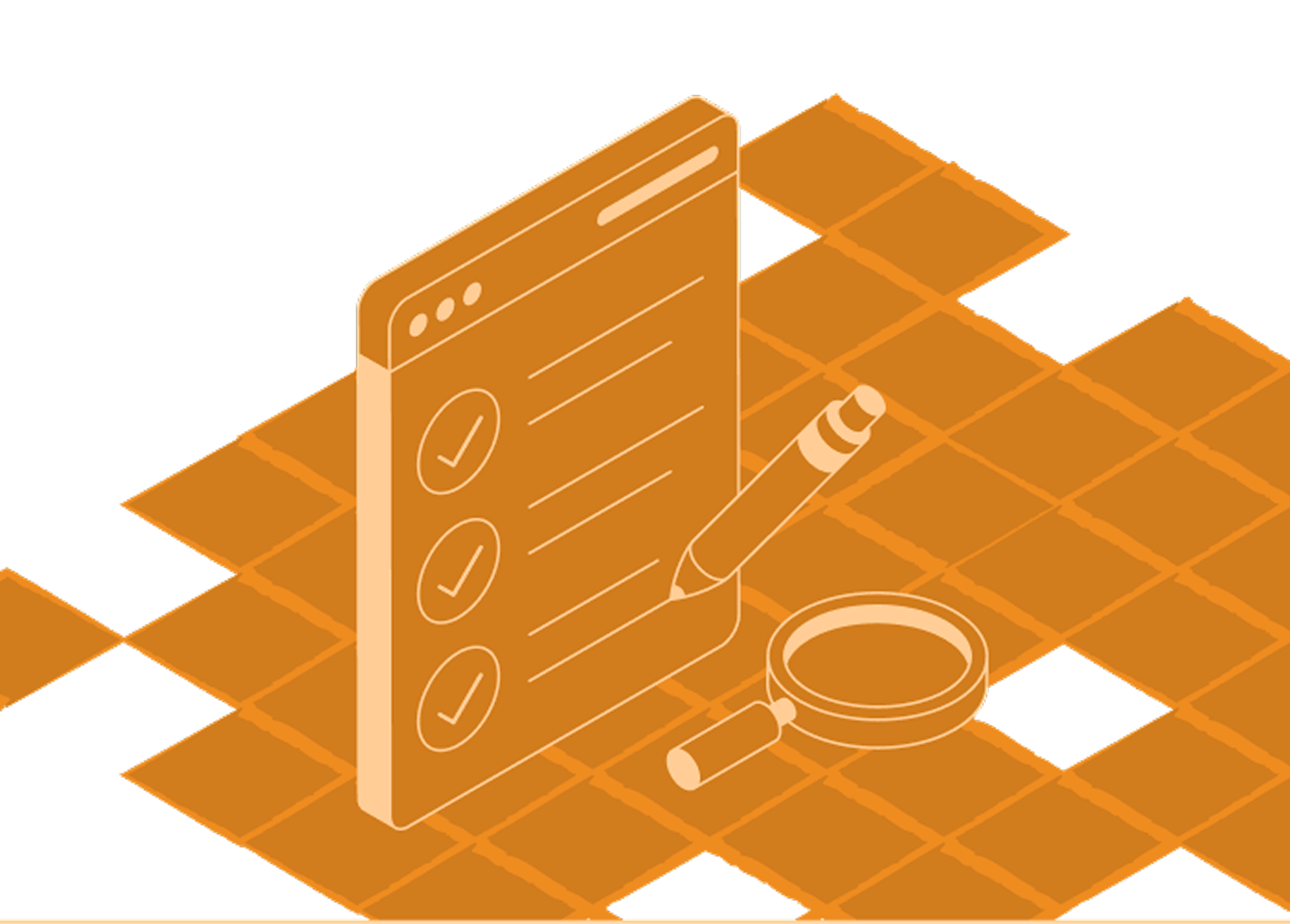 Checkliste Mit Häkchen, Stift Und Lupe