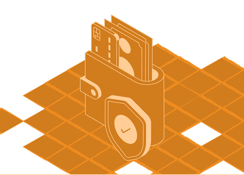 Geldbörse Mit Kreditkarten Und Sicherheitsschild Symbol