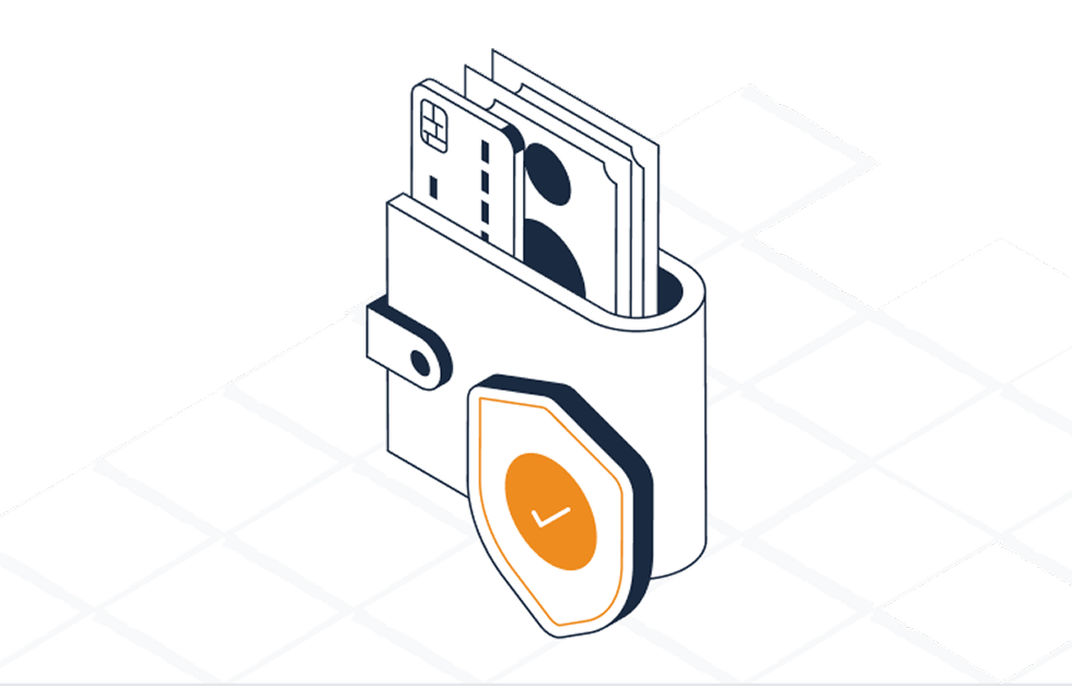 Geldbörse Mit Kreditkarten Und Sicherheitsschild Symbol