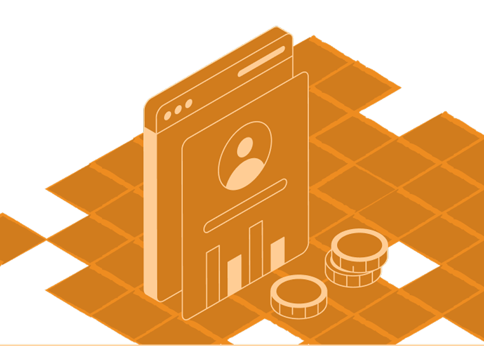 Smartphone Mit Benutzerprofil, Diagrammen Und Münzen