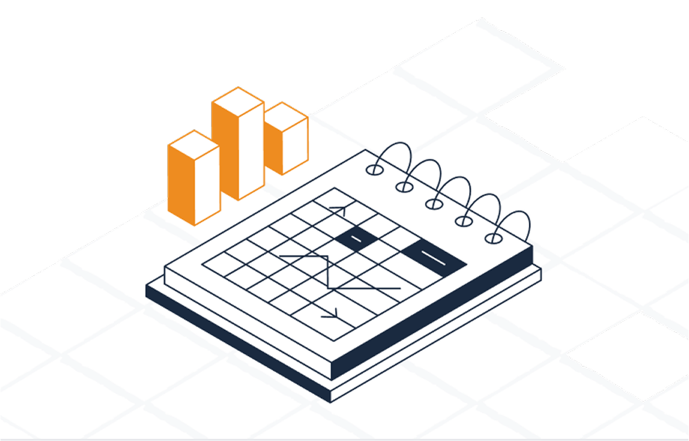 Spiralblock Mit Tabelle Und 3d Balkendiagramm