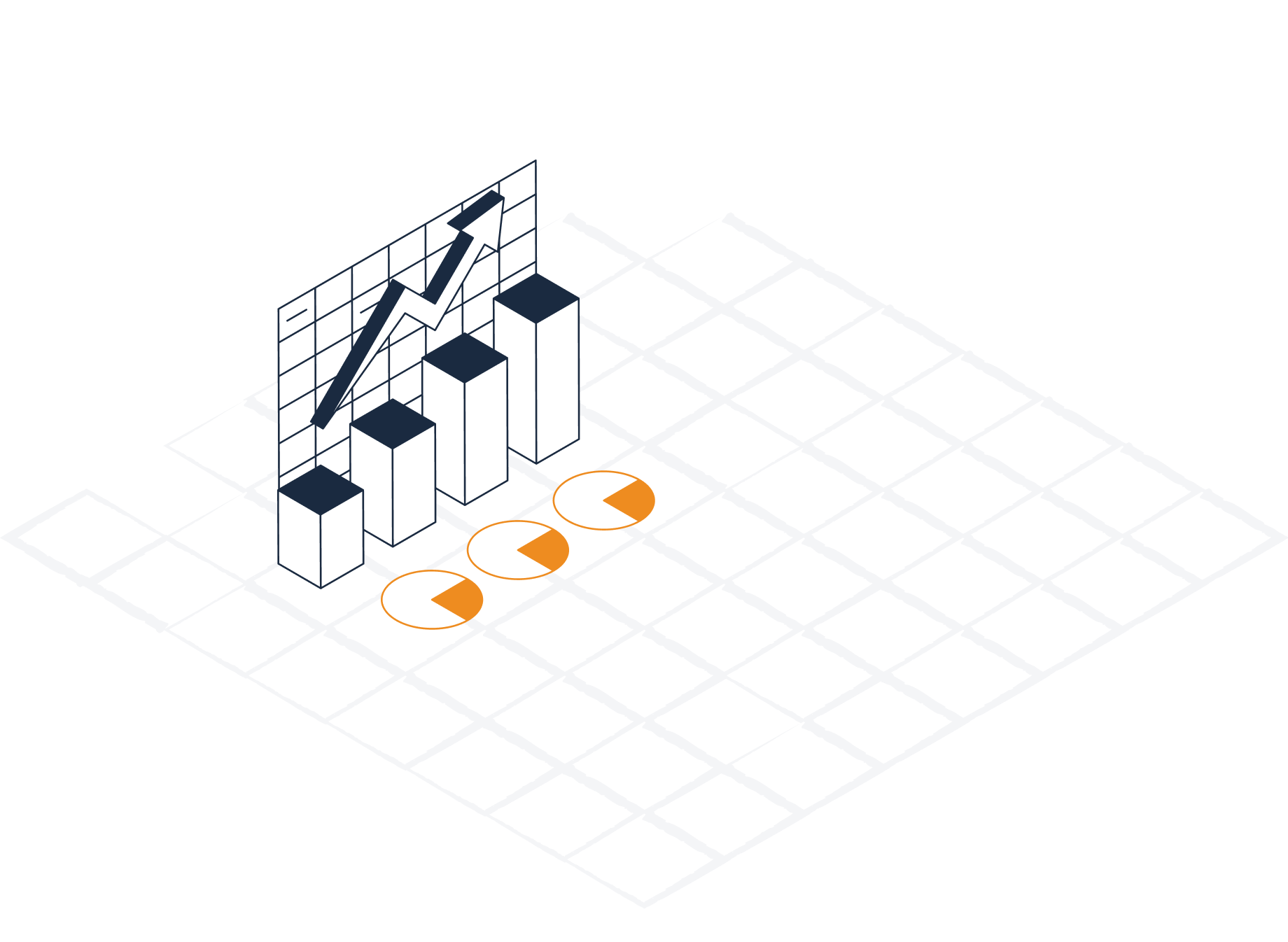 Balkendiagramm Mit Aufwärtstrend Und Kreisdiagramme