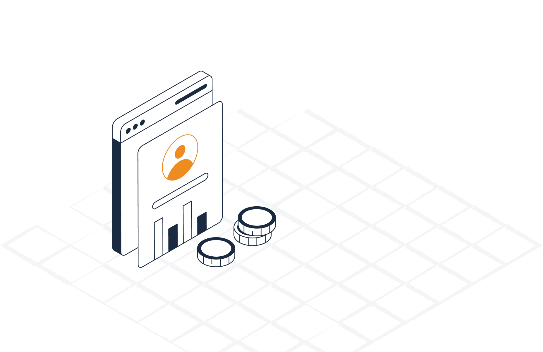 Smartphone Mit Benutzerprofil, Diagrammen Und Münzen